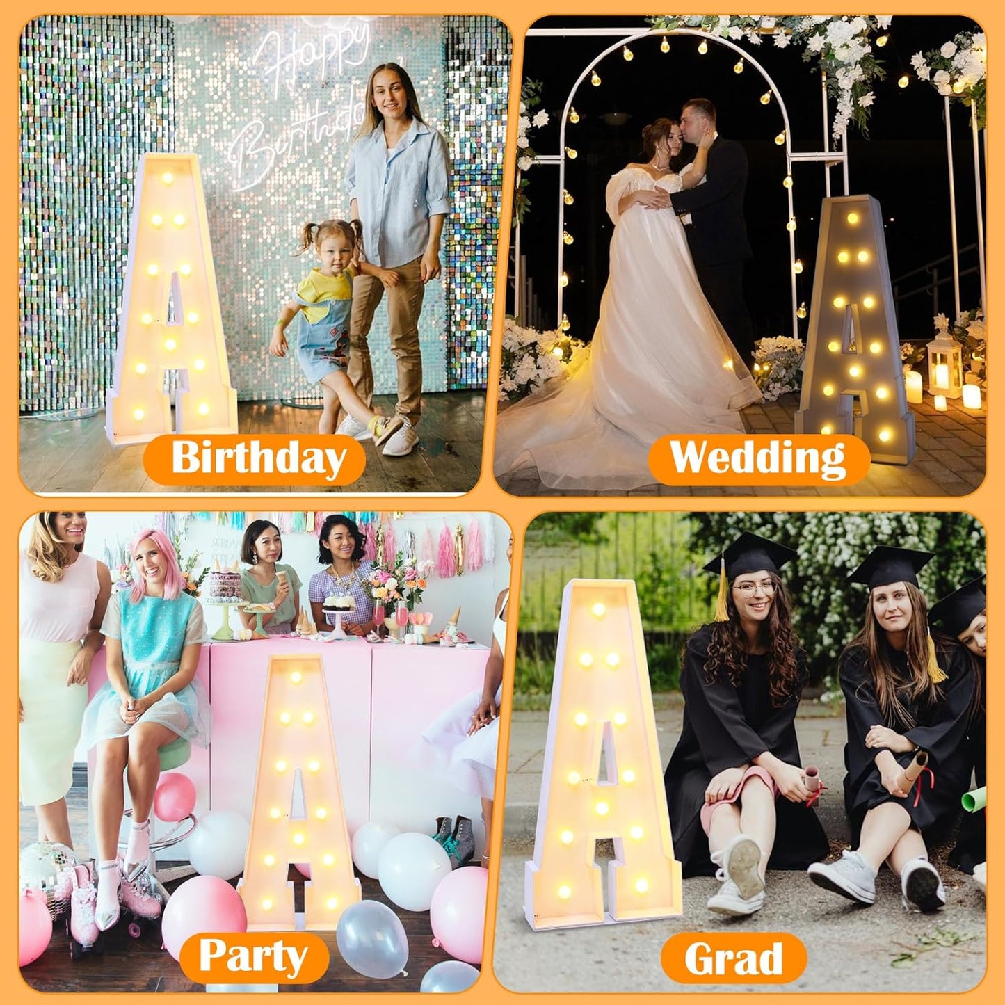 4ft Marquee for Letters A, Marry Me Light up Letters, Large Light up Letters, Multifunctional Large Marquee for Letters 4 Feet Tall for Party Decorations, Letter Balloons (Letters A)