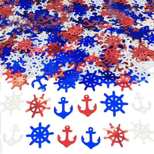 Confetti Anchor Rudder Party Favor Table Metallic Foil Party Decoration Nautical Baby Shower Birthday for Patriotic Wedding Engagement Bachelor Theme Red White Blue(Anchor)