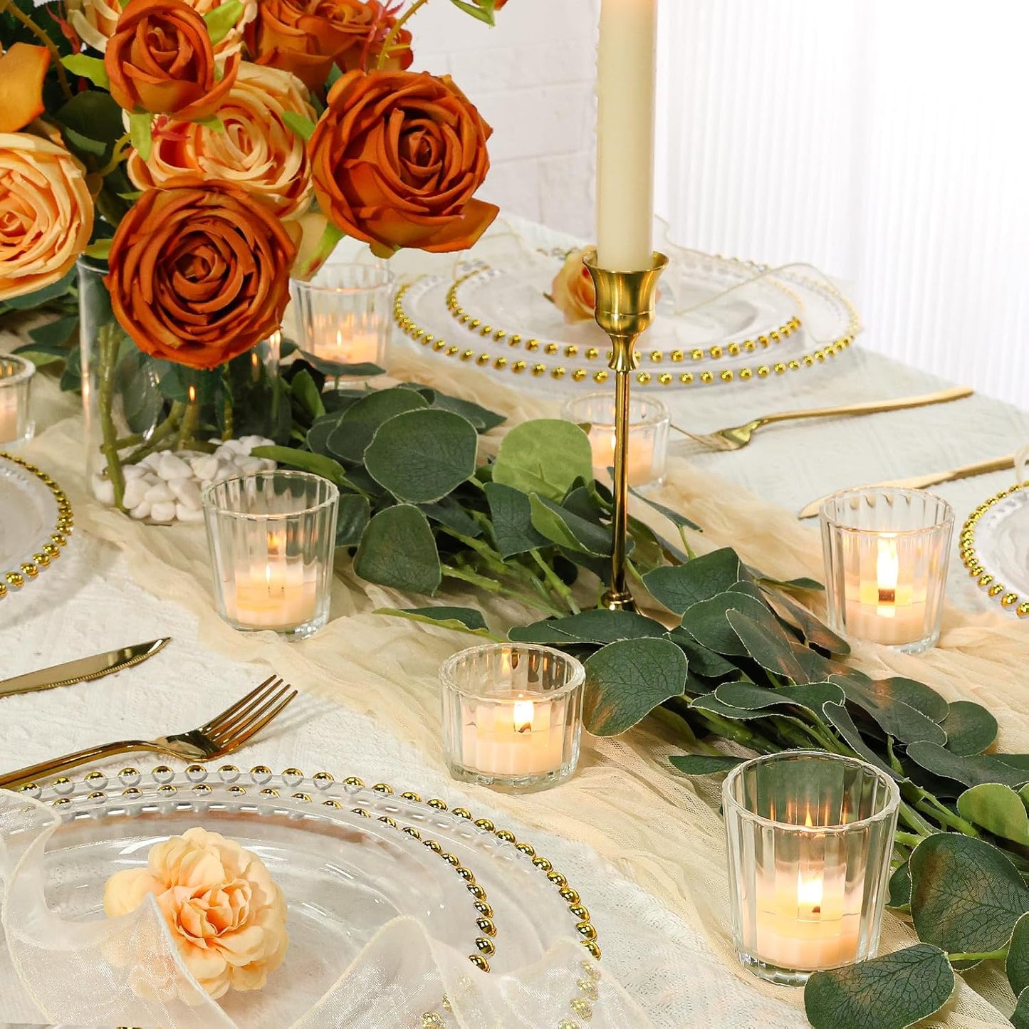 24 Pcs Ribbed Clear Votive Candle Holders – Glass Tea Light Candle Holder for Weddings, Baby Showers, Home Decor, Party Centerpieces, and Table Decoration