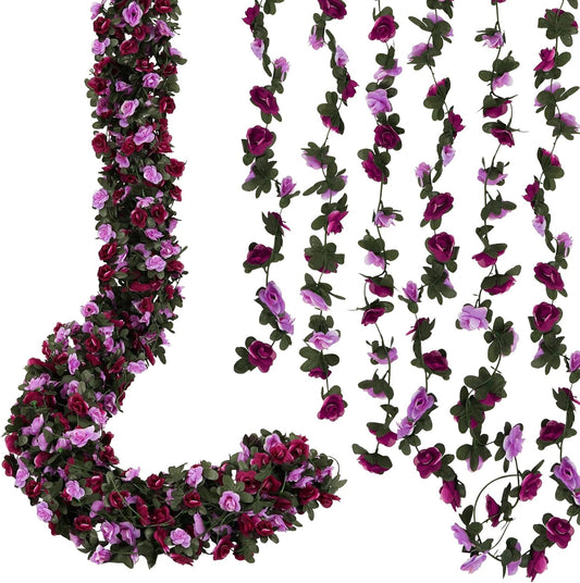8 Pcs 65.6 Ft Flower Garland Rose Vines, Rose Garland for Decoration, Flower Vine for Room Table Birthday Wedding Party Garden Wall Decor