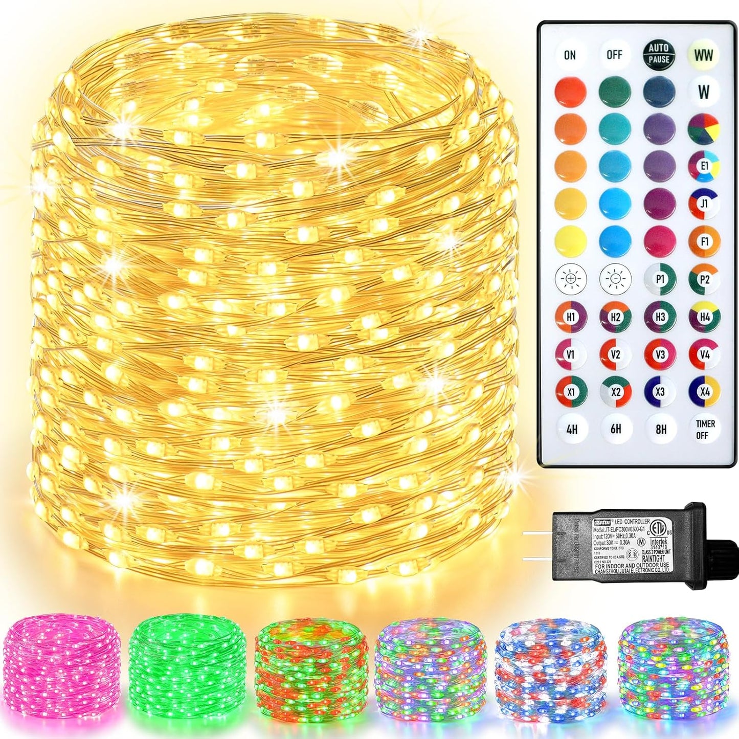 300 LED Fairy Lights Color Changing, 98 FT 35 Colors String Lights with Remote, 17 Single Color & 18 Holiday Colors, Christmas Twinkle Light Plug in for Bedroom Holiday Wedding Indoor Party Decor