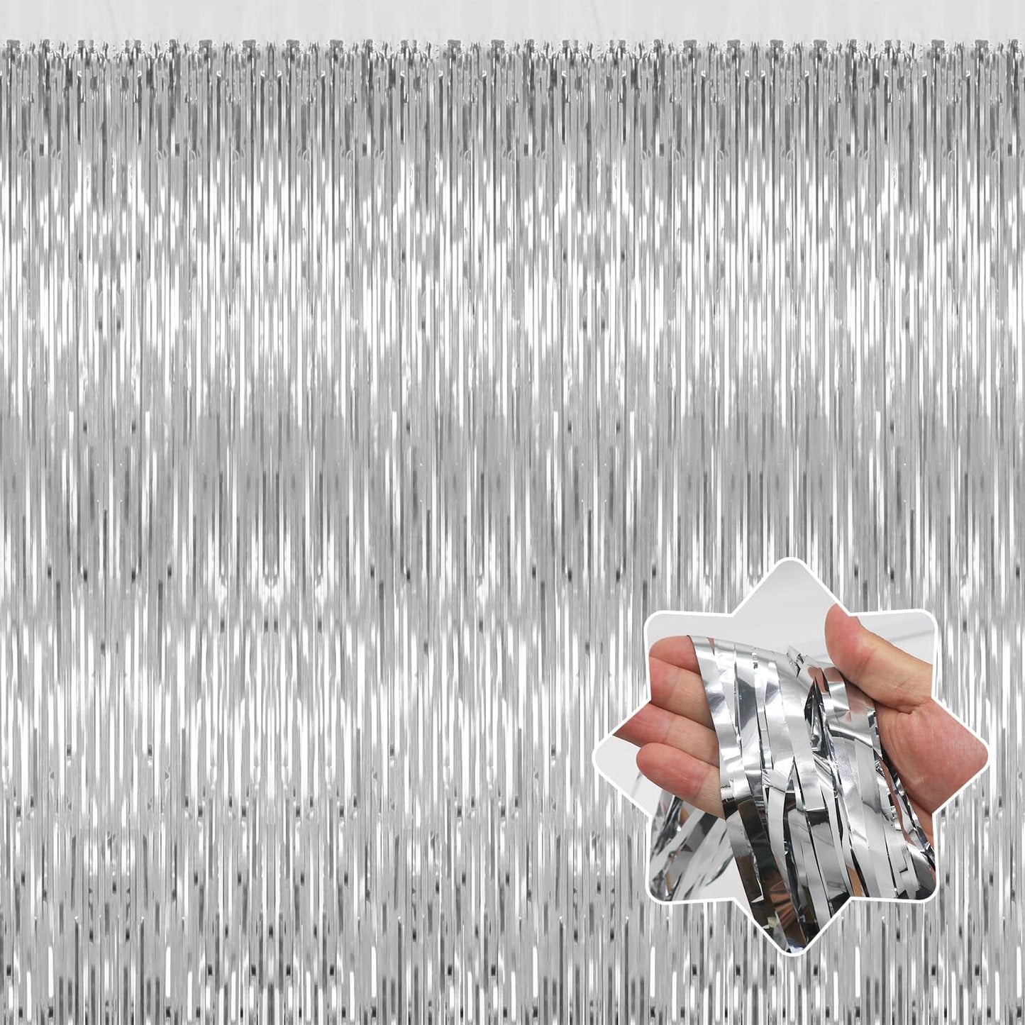 5 Pack Silver Backdrop Curtain Party Decorations Foil Fringe Backdrop Silver Tinsel Streamers Birthday Bachelorette New Year Christmas Wedding Baby Shower Disco Party Decorations