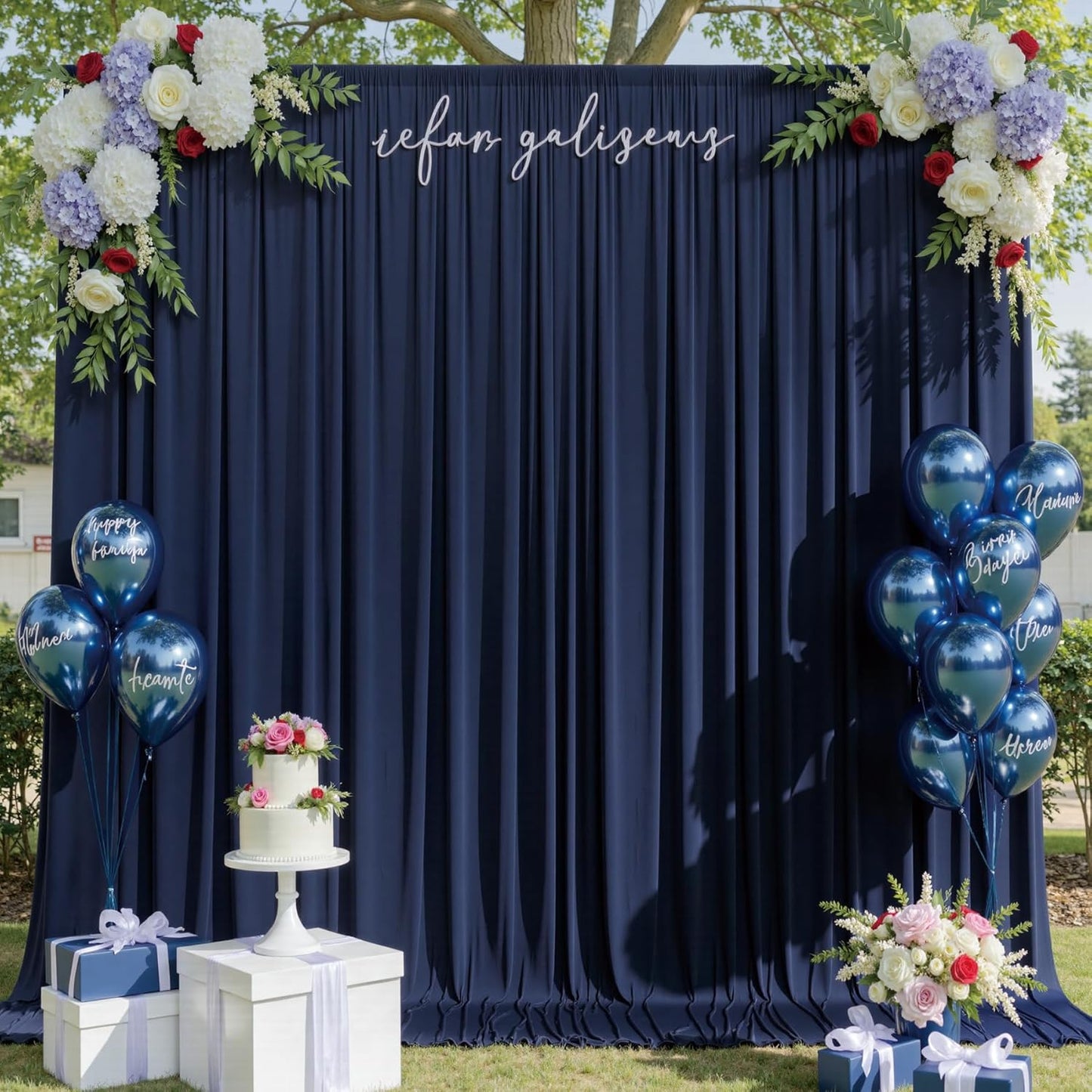 20ftx10ft Navy Blue Backdrop Curtains for Party Background, Wrinkle Free Navy Photo Curtains Backdrop Drapes 4 Panels Back Drop Cloth for Wedding Birthday Photography Baby Shower Decor