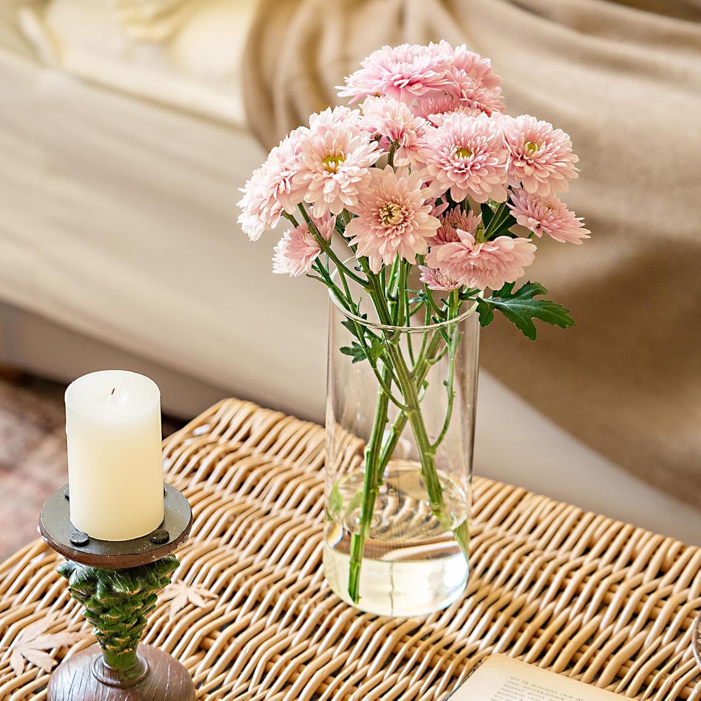 7pcs Glass Cylinder Vases for Centerpieces - 8 Inch Tall Glass Vases for Flower, Clear Flower Vase Bulk Floating Candle Vase for Table Centerpiece Wedding Home Décor