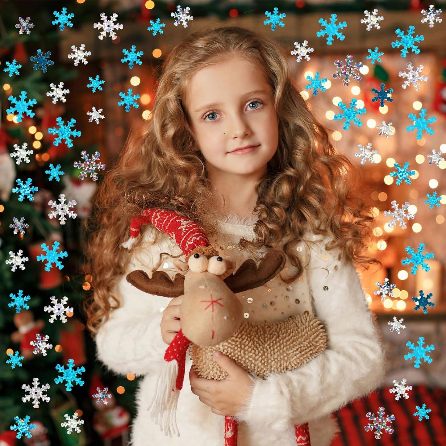 MARFOREVER Winter Snowflake Confetti Decorations, White Blue Glitter Confetti Snow Scatter Sequins for Winter Wonderland Frozen Holiday Baby Shower Party Table Decor Supplies