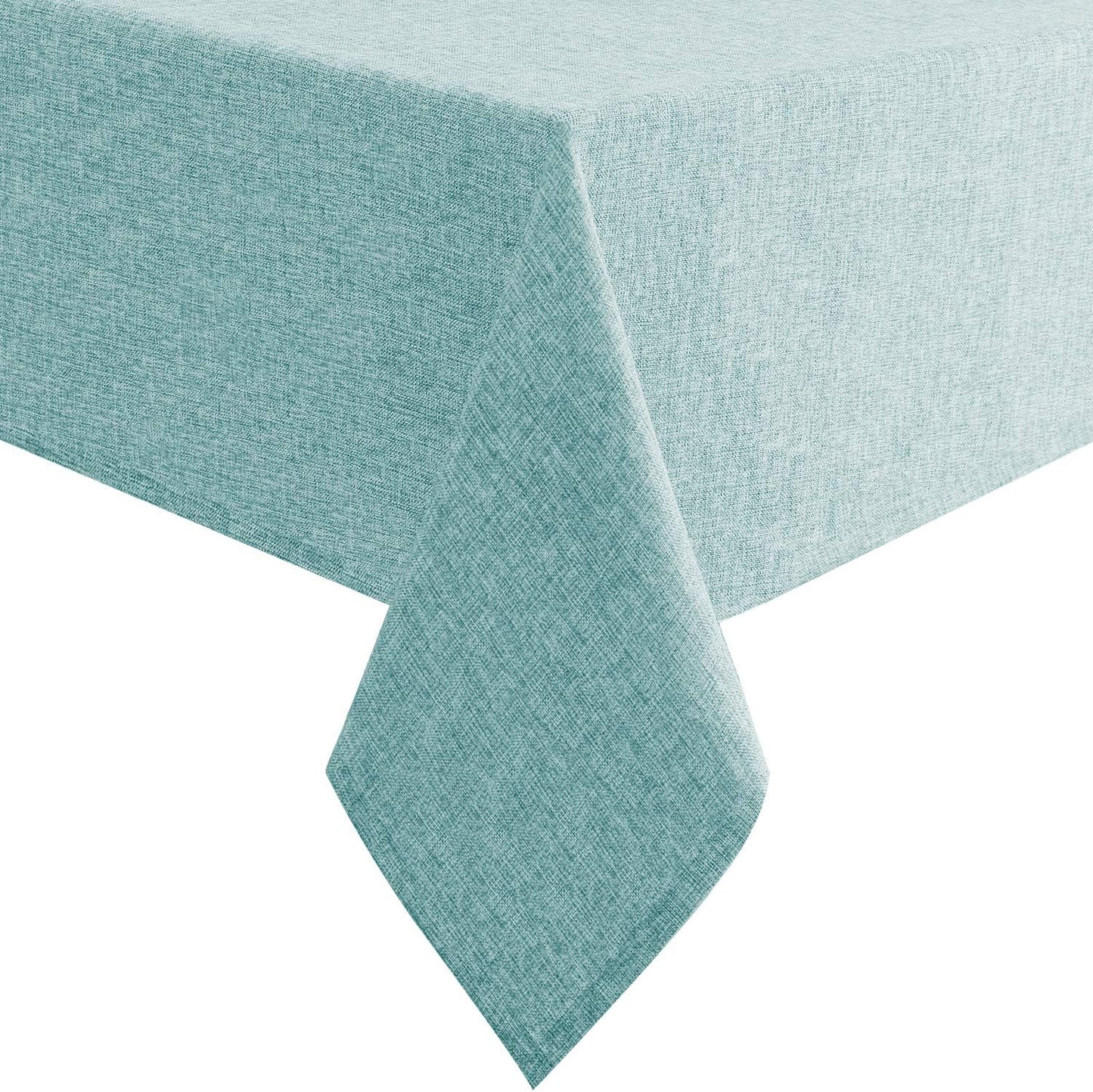 Hiasan Faux Linen Rectangle Tablecloth - Wrinkle and Stain Resistant Washable Table Cloth for Kitchen Dining Room Holiday Table Cover for Party Dinner, Aqua, 60 x 120 Inch
