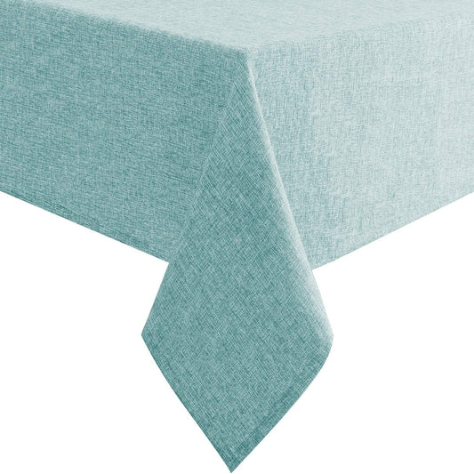Hiasan Faux Linen Rectangle Tablecloth - Wrinkle and Stain Resistant Washable Table Cloth for Kitchen Dining Room Holiday Table Cover for Party Dinner, Aqua, 30 x 60 Inch