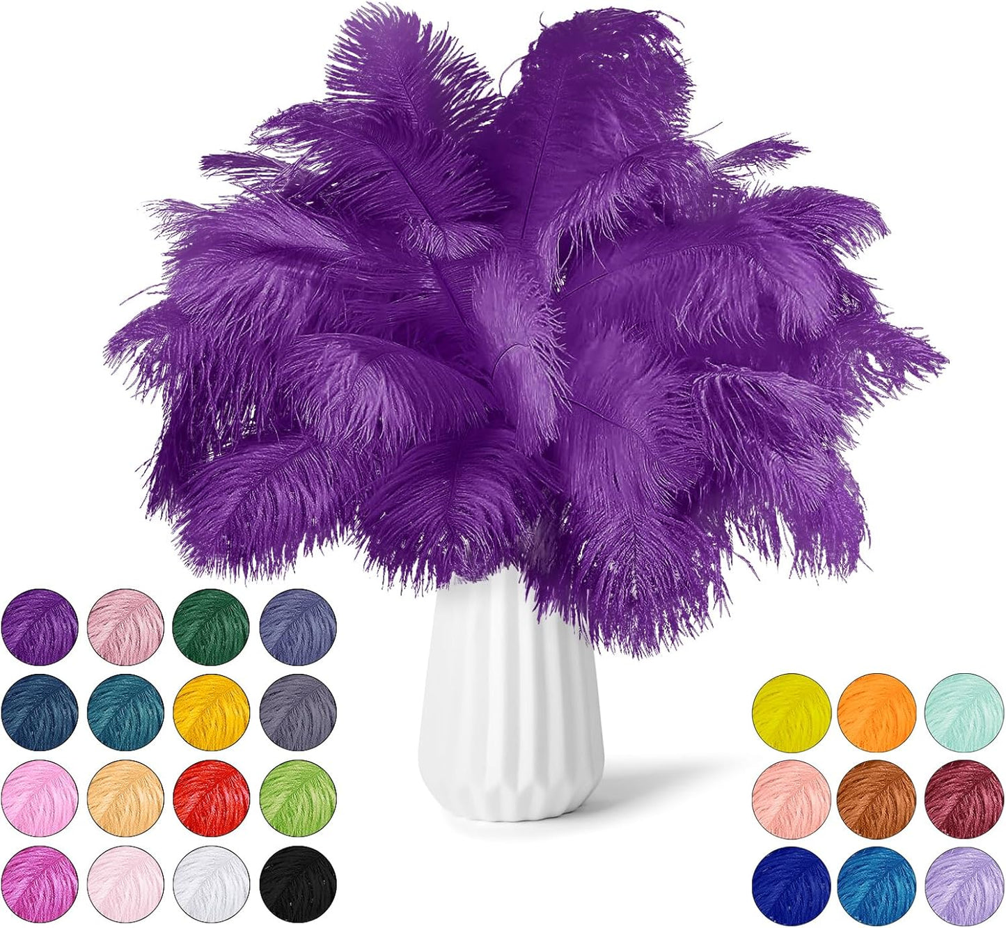 NEWONG 30pcs Purple Ostrich Feathers Natural Bulk 11-14inch(28-35cm) Vase Craft Wedding Home Party Centerpieces Christmas Day Decoration