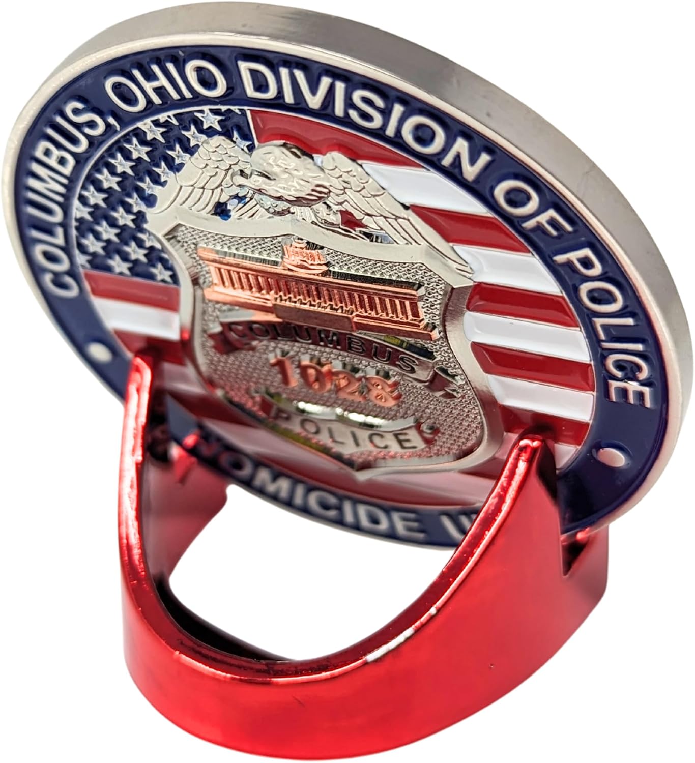 Generic Military Challenge Coin Display Stand - Solid Metal with Anodized Finish - US Vet. Business (Set of 5 Crimson), Gold, Silver, Black