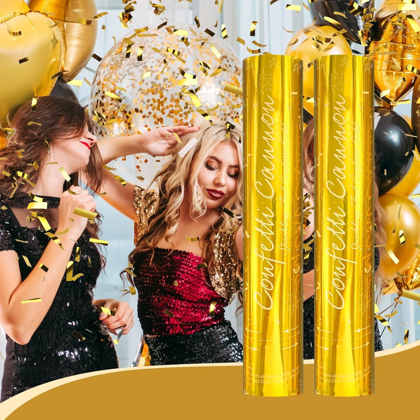 Gold Confetti Poppers [5 Pack] 12 Inch Confetti Cannons | Gold Foil Filled Party Poppers for Weddings, Birthdays, Graduation, New Year & Special Events
