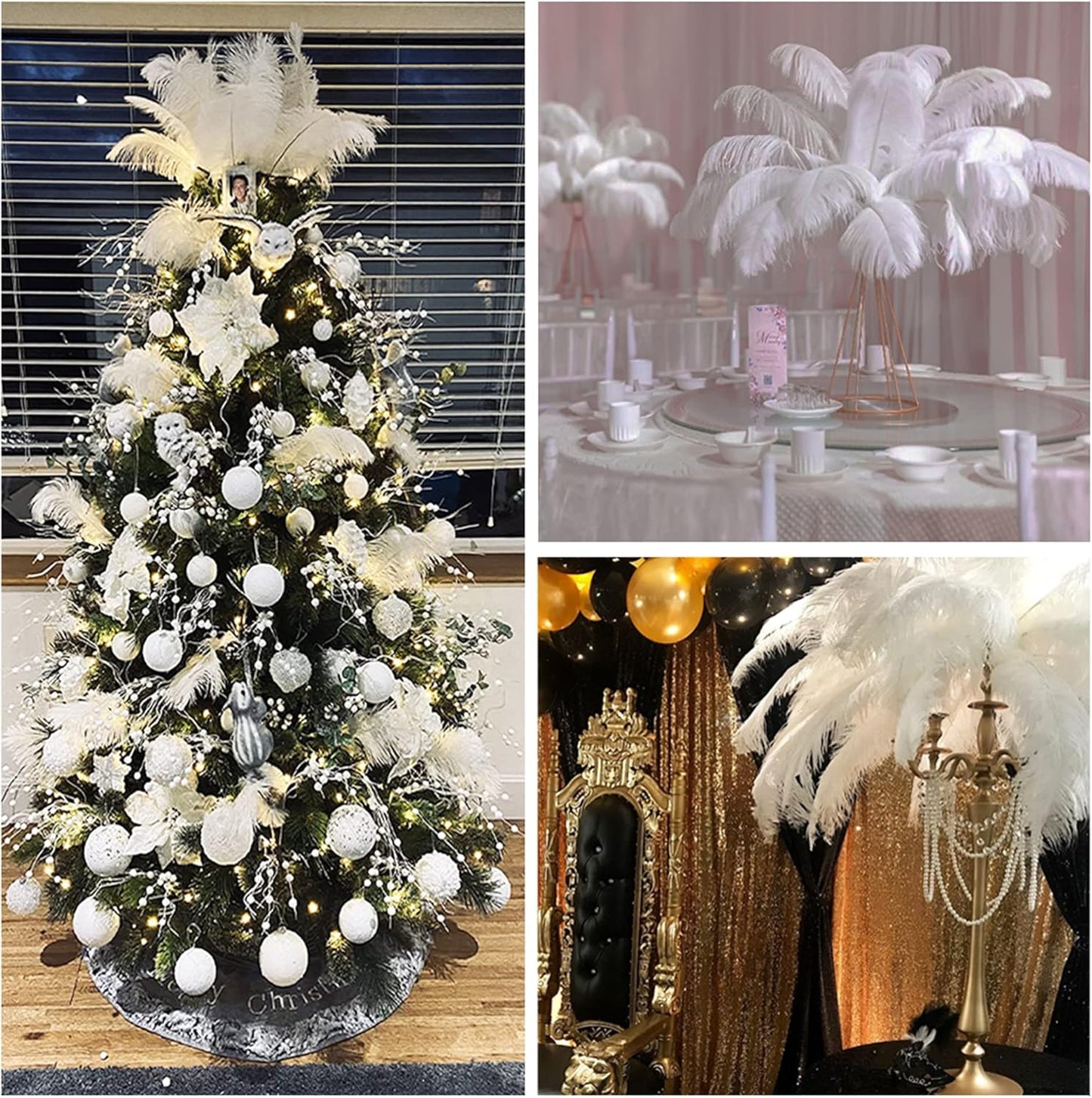 Beige Large Ostrich Feathers Bulk- 16-18 inches 10pcs for Wedding Party Centerpieces,Flower Arrangement and Home Decorations (Beige)