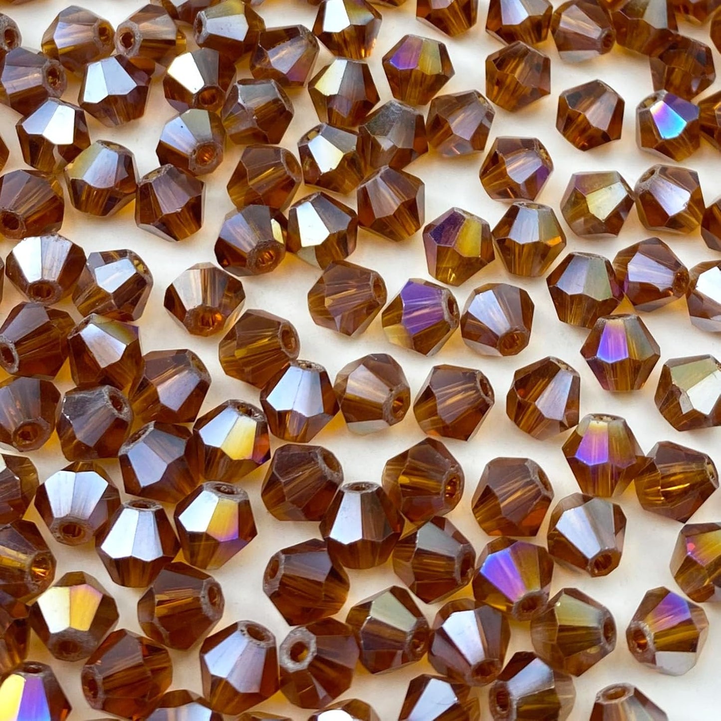 250pcs 6mm Bicone Crystal Glass Beads Loose Spacer Beads Faceted Craft Beads for Jewelry Making DIY Necklace Bracelet Earring Wind Chimes Suncatchers Ornamen(Dark Amber AB)