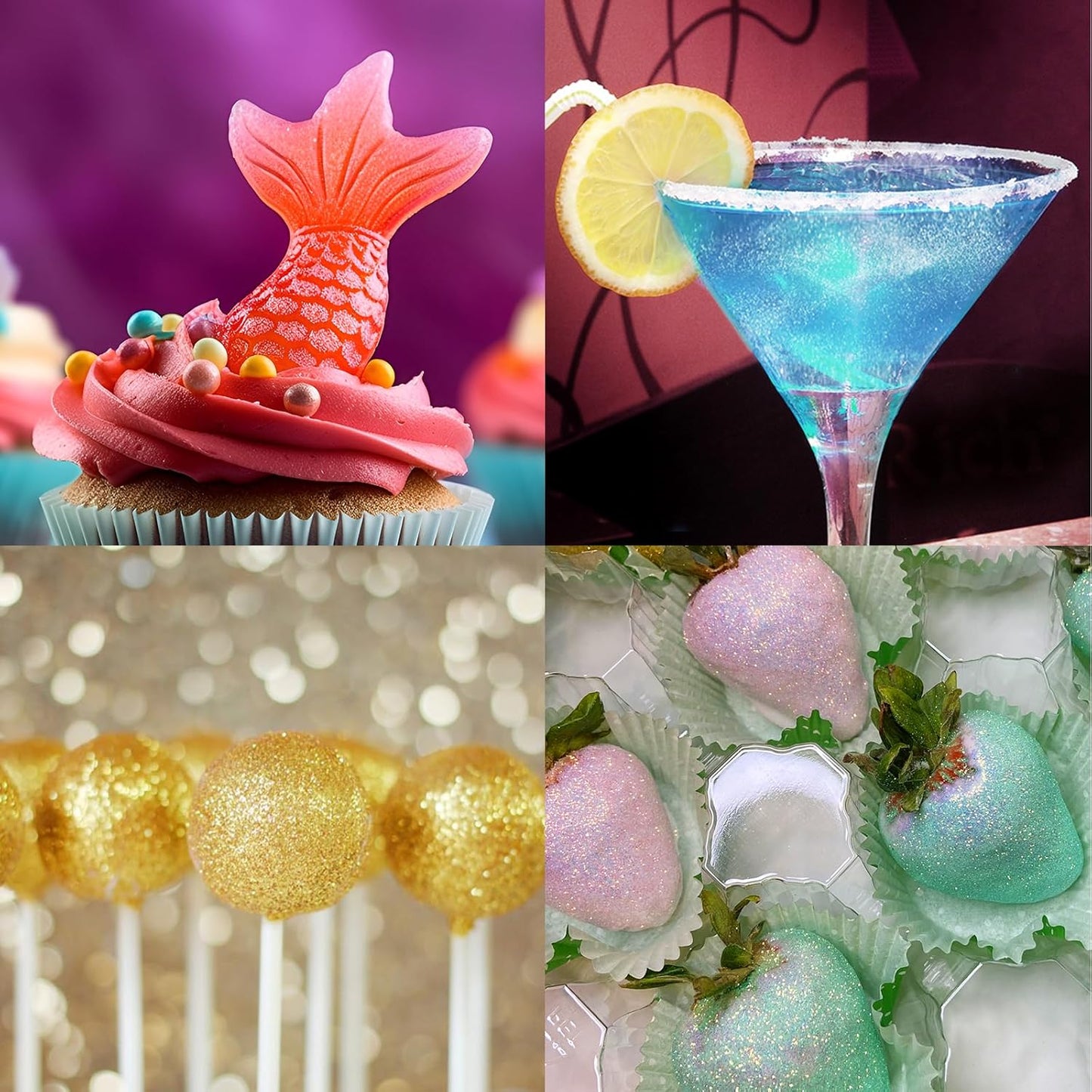 JIUPIN Edible Glitter - 8 Colors Luster Dust Edible, Edible Glitter Powder, Food Grade Cake Decorating Shimmering Glitter for Drinks, Chocolate, Candy, Chocolate - 3g/bottle