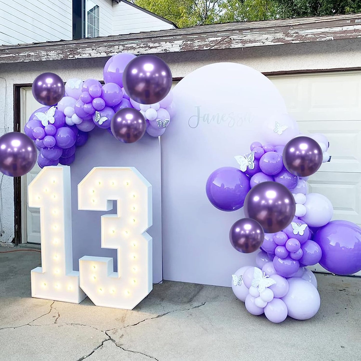 Togvu Purple Balloons, 60 Packs 12 Inch Metallic Chrome Pearl Macaron Light Different Shades Balloons for Girl Birthday, Wedding, Anniversary, Baby Shower, Princess Decoration QQ-5023