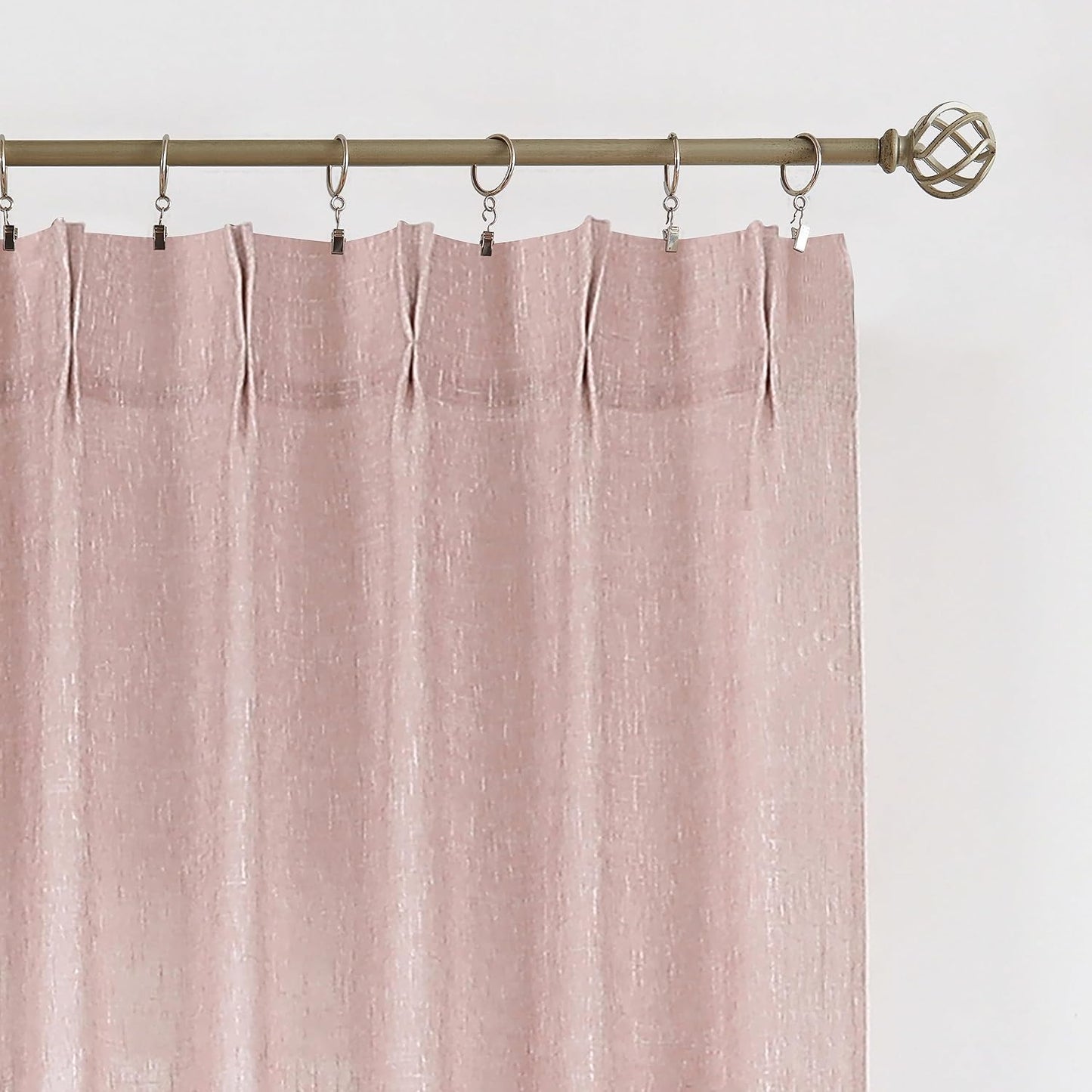 Vision Home Pink Pinch Pleated Semi Sheer Curtains for Girls Bedroom Living Room Textured Light Filtering Window Curtains 95 inch Rayon Blended Pinch Pleat Pink Drapes with Hooks 2 Panels 40" Wx95 L