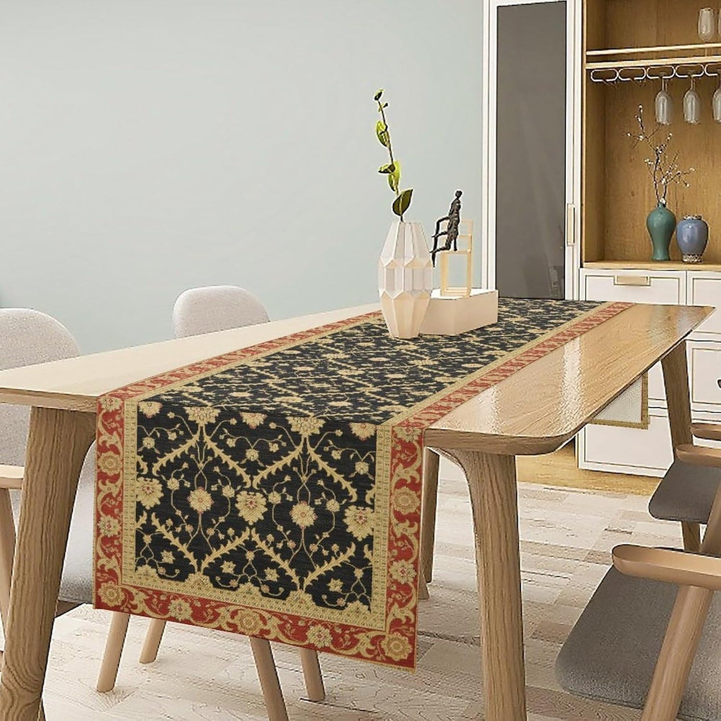 Vintage Morris Floral Table Runner, Boho Rustic Farmhouse Flower Pattern for Home Kitchen Table Decor Dining Coffee Room Party Decor 13x120in