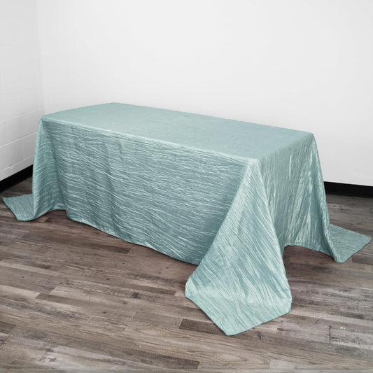 YOUR CHAIR COVERS - 90 x 156 inch Rectangular Crinkle Taffeta Tablecloth - Dusty Blue, Rectangle Table Linens for 8 ft Rectangular Tables, Wedding Crushed Table Cloth
