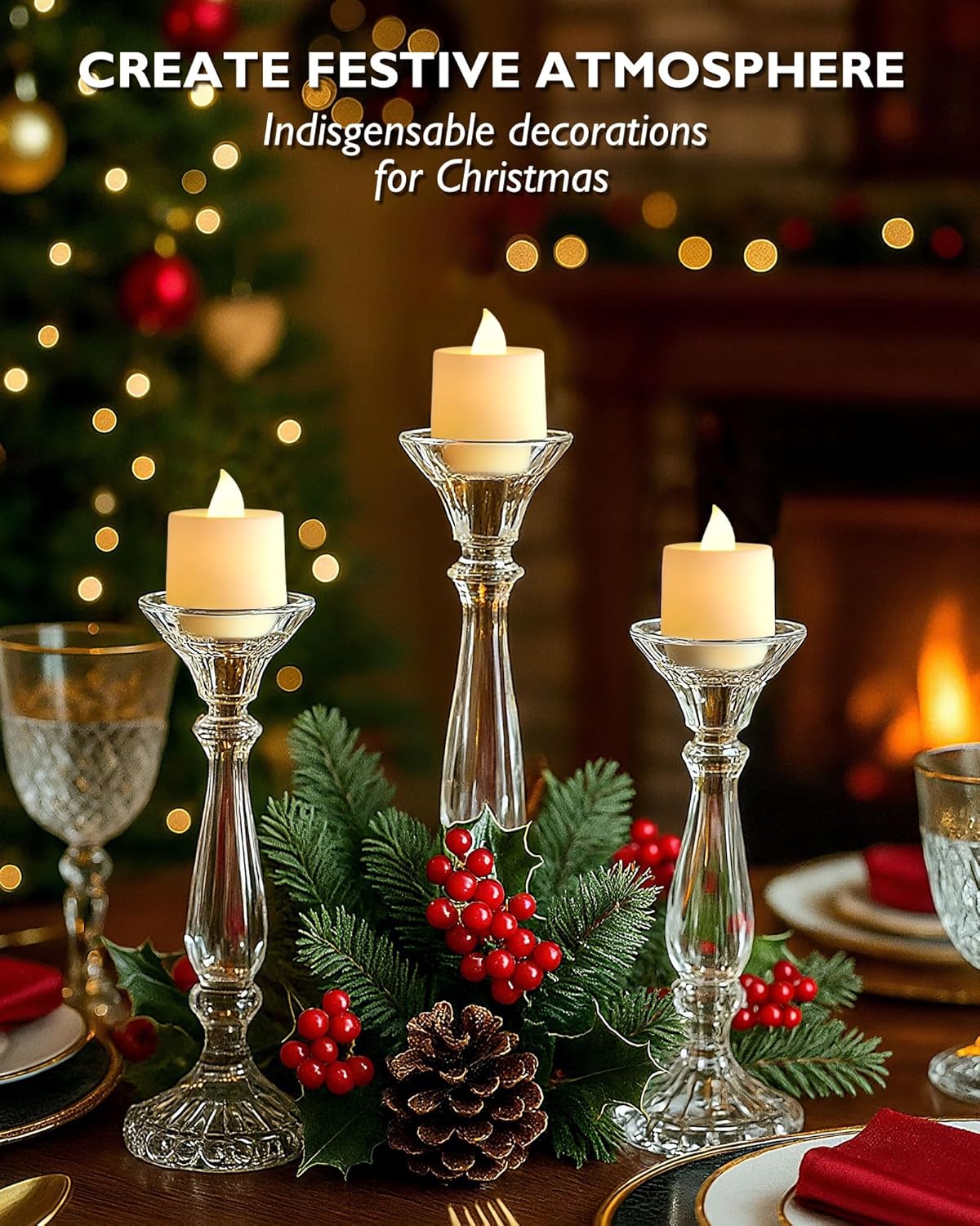 Amagic 24 Pack LED Tea Lights, Flameless Votive Candles, Lasting Electric Fake Small Candles, Battery Operated Tealights Candles for Halloween, Christmas, Home Decor, Wedding, Party, Festival (White)