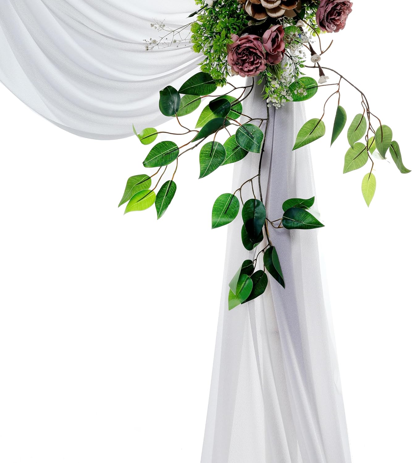 VDS Pack of 1 Panel (30 Inch X 40 Feet) Wedding Arch Draping Fabric Sheer Chiffon Fabric Drapery for Wedding Ceremony Reception Swag Backdrop Canopy Chuppah ARBO Altars Decoration (Cool Grey)