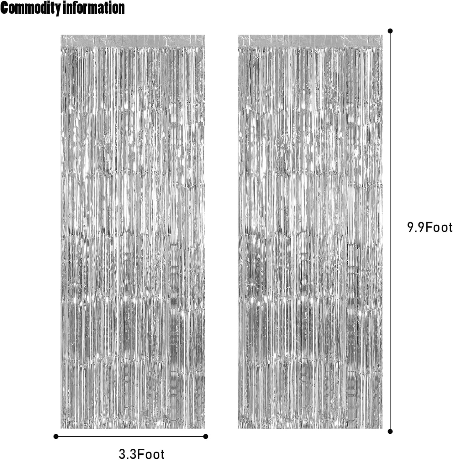 CANREVEL 2 Pack 3.3x8.2 Feet Silver Foil Fringe Backdrop Curtains, Tinsel Streamers Birthday Party Decorations, Fringe Backdrop for Graduation, Baby Shower, Happy New Year, Disco Party