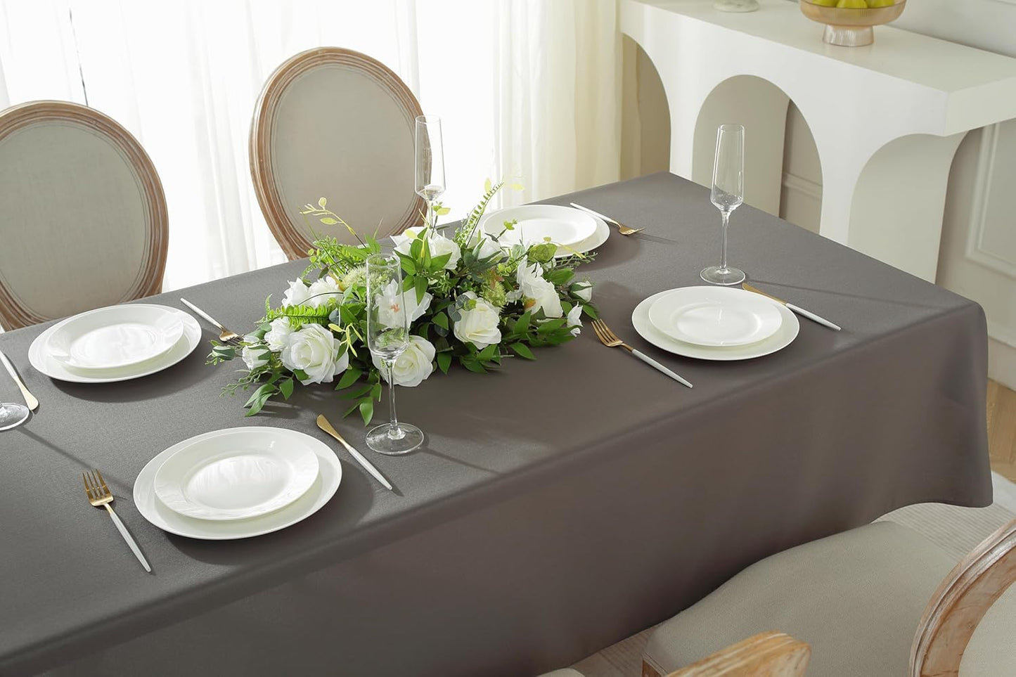 Craft And Party Rectangle Tablecloth, 70 x 90 Inch Charcoal Tablecloth, Polyester Fabric Washable Table Cloth for Home, Party, Wedding or Restaurant Use.