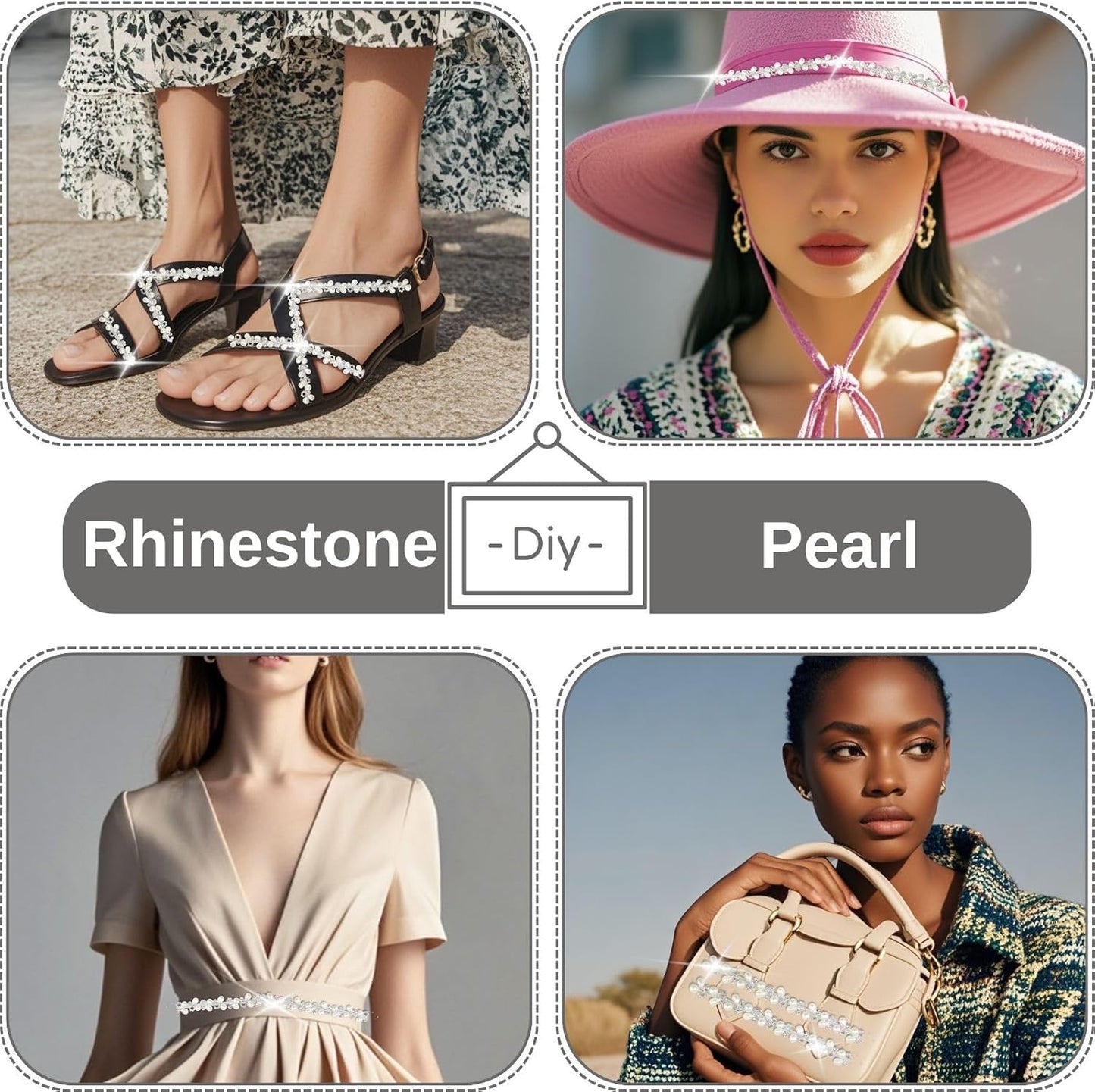 1 Yard Pearl Chain Silver Rhinestone Trim String Crystal Applique Fringe Ribbon Strips Beads Sewing Dress DIY Party Wedding Bouquet for Decoration Bridal Costume Embellishment