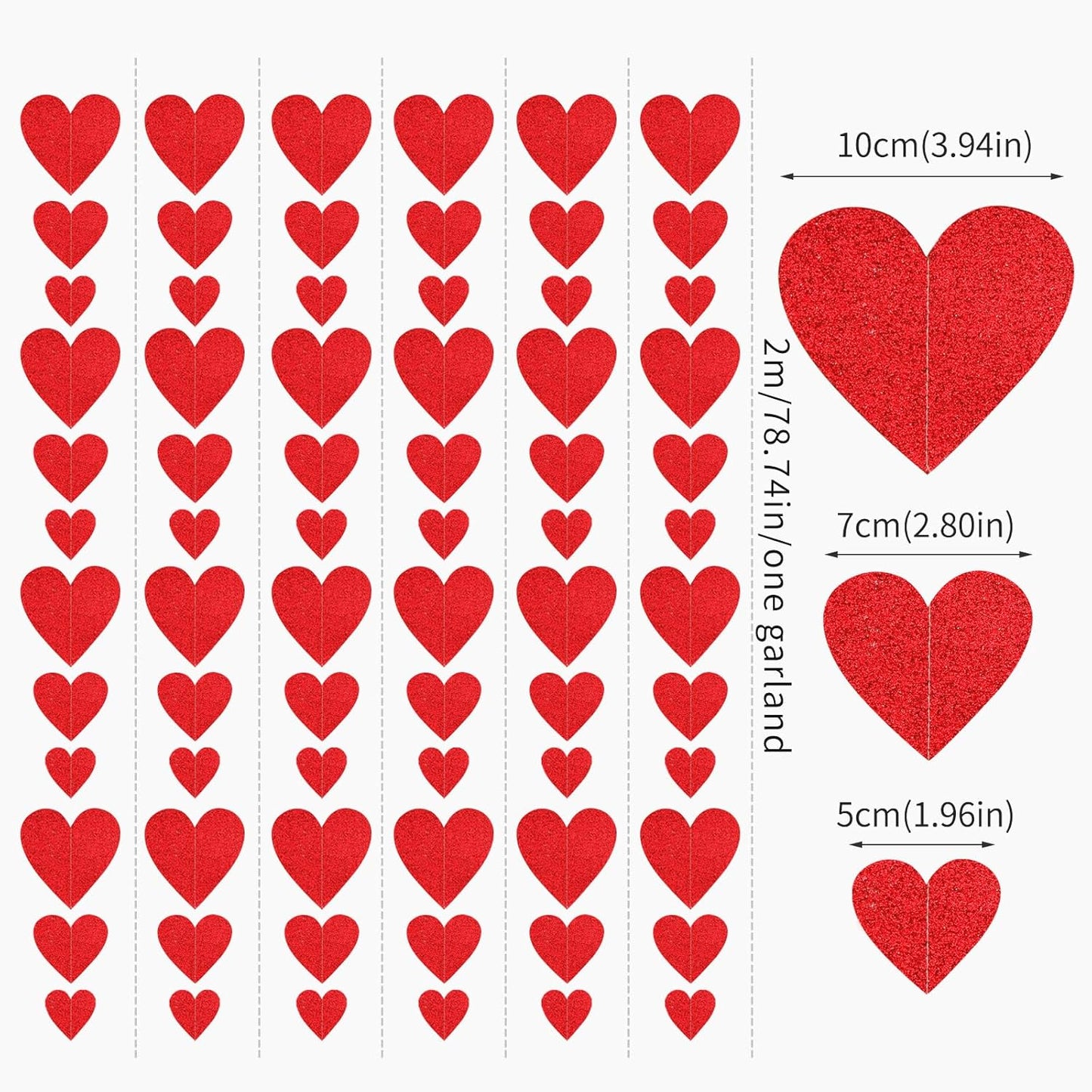 Party Decorations Red Heart-Garland - 52ft Special Night Galentines Hanging Streamers Banner,Girl Romantic Wedding Anniversary Baby Bridal Shower Engagement Mohters Decor Panduola