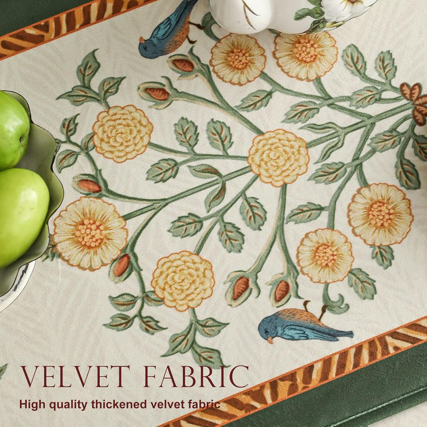 patdrea Velvet French Table Runner Farmhouse for Home Kitchen Dining Decor Parties Family Dinners Wedding 12"*102"