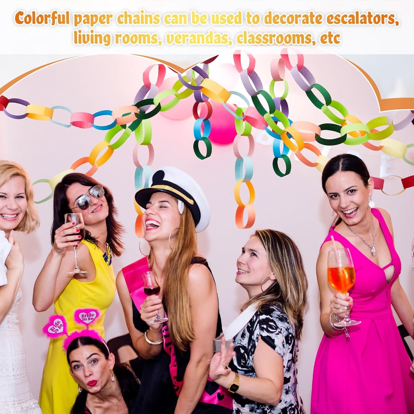 Lincia 2000 Sheets Halloween Paper Chain Garland, Construction DIY Crafts Chain Strip for Fall Thanksgiving Party Decor, 1x8 Inch with Double Sided Tape (Bright)