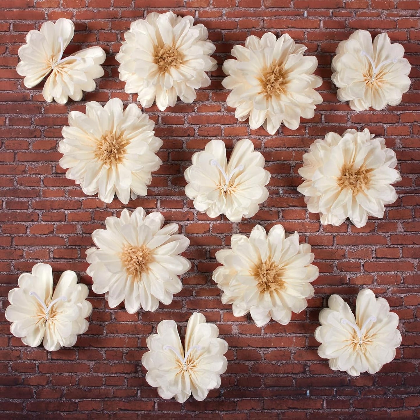 12PCS White Daisy Tissue Paper Pom Poms, Butterfly Birthday Decorations, Butterfly Wedding Wall Decor, Tissue Paper Flower Decoration for Wall Wedding Baby Shower Decor