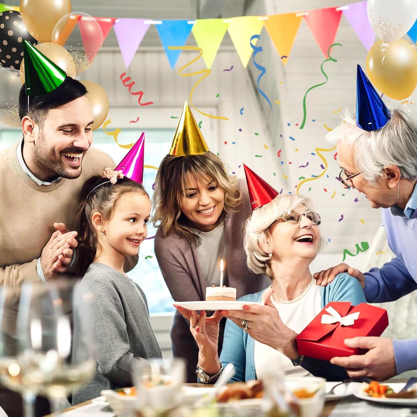 CANREVEL 12 PCS Party Hats for Kids and Adults, Party Headwear, Happy Birthday Hats, Birthday Party Decorations