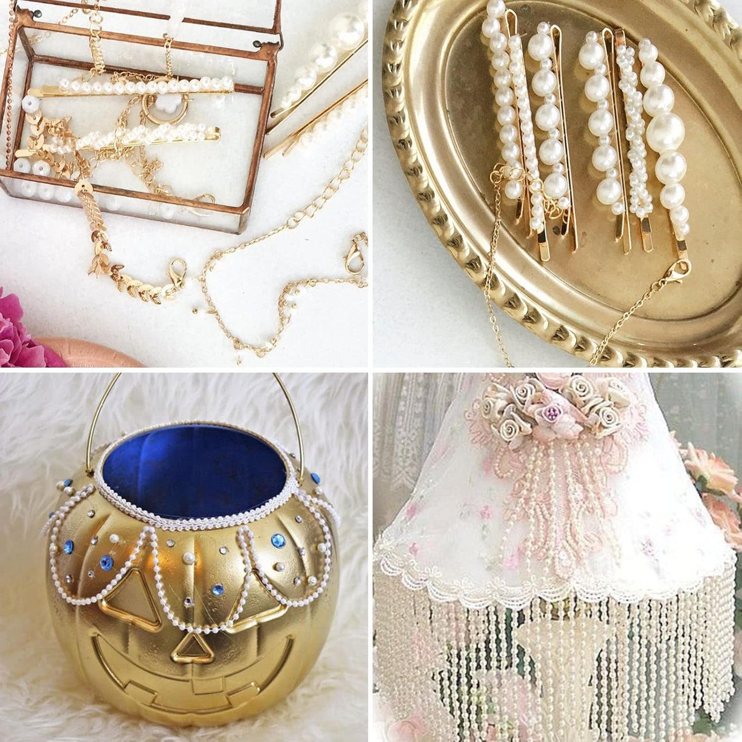 [16.4Feet] Pearl Beads Garland, 12MM 5.4 Yards Faux Pearl Beads String Roll Bulk for DIY Craft Wedding Party Christmas Tree Decoration