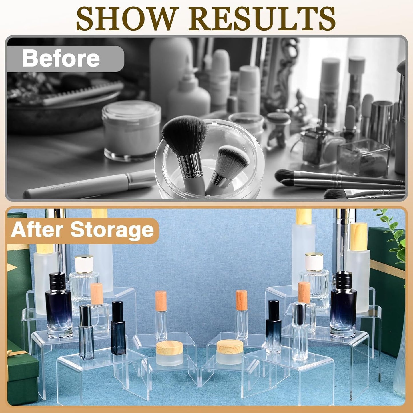 12 Pcs Acrylic Display Risers, 2 Sets Small Size Clear Acrylic Risers, 0.15" Thick Display Stands for Dessert, Cupcake, Candy, Figure & Jewelry Showcase