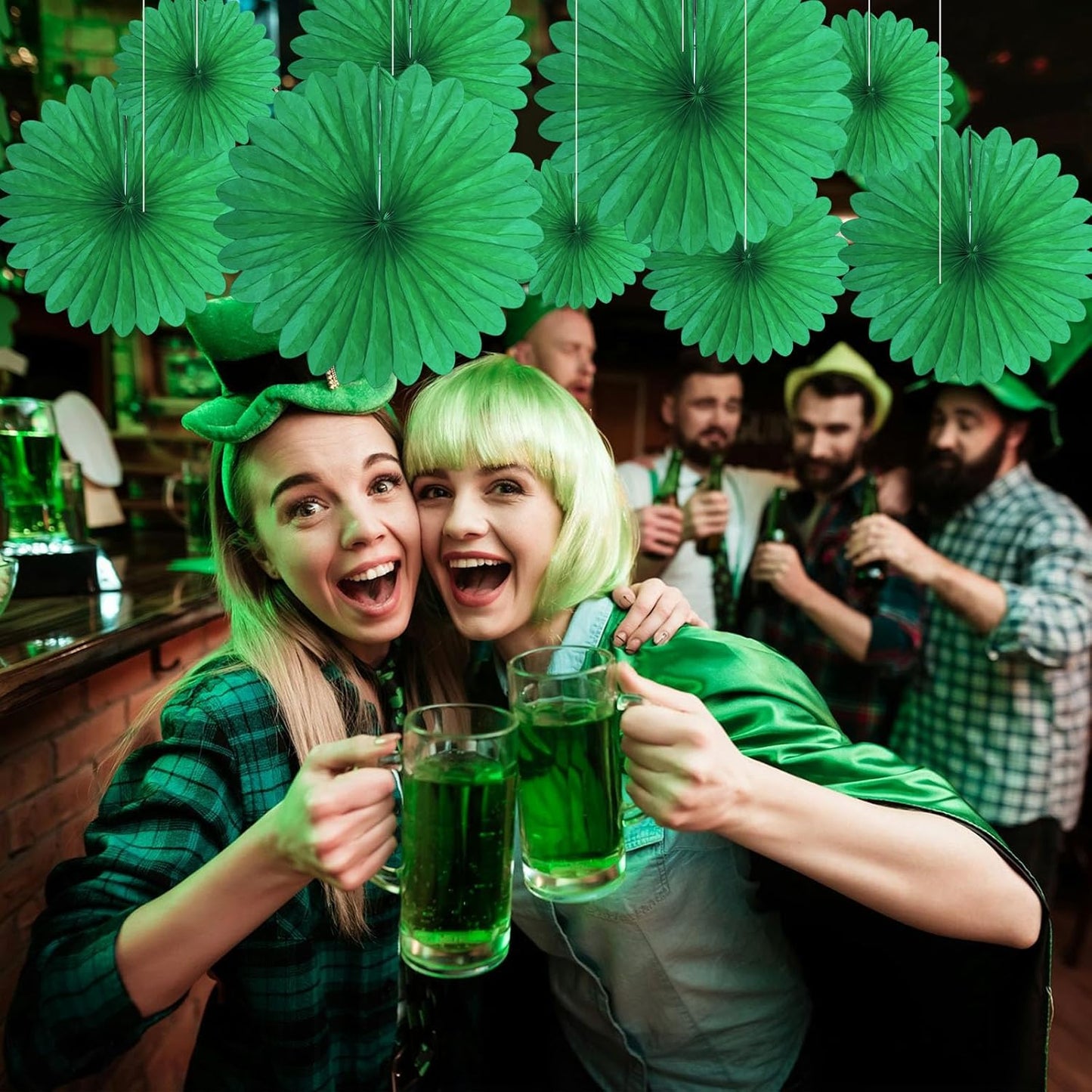 20 Pcs Green Hanging Paper Fan, Round Paper Fans Decorations Set for Weddings, Birthdays, Engagement, Bridal Shower, Baby Shower Event, Graduation, Party Supplies Decor