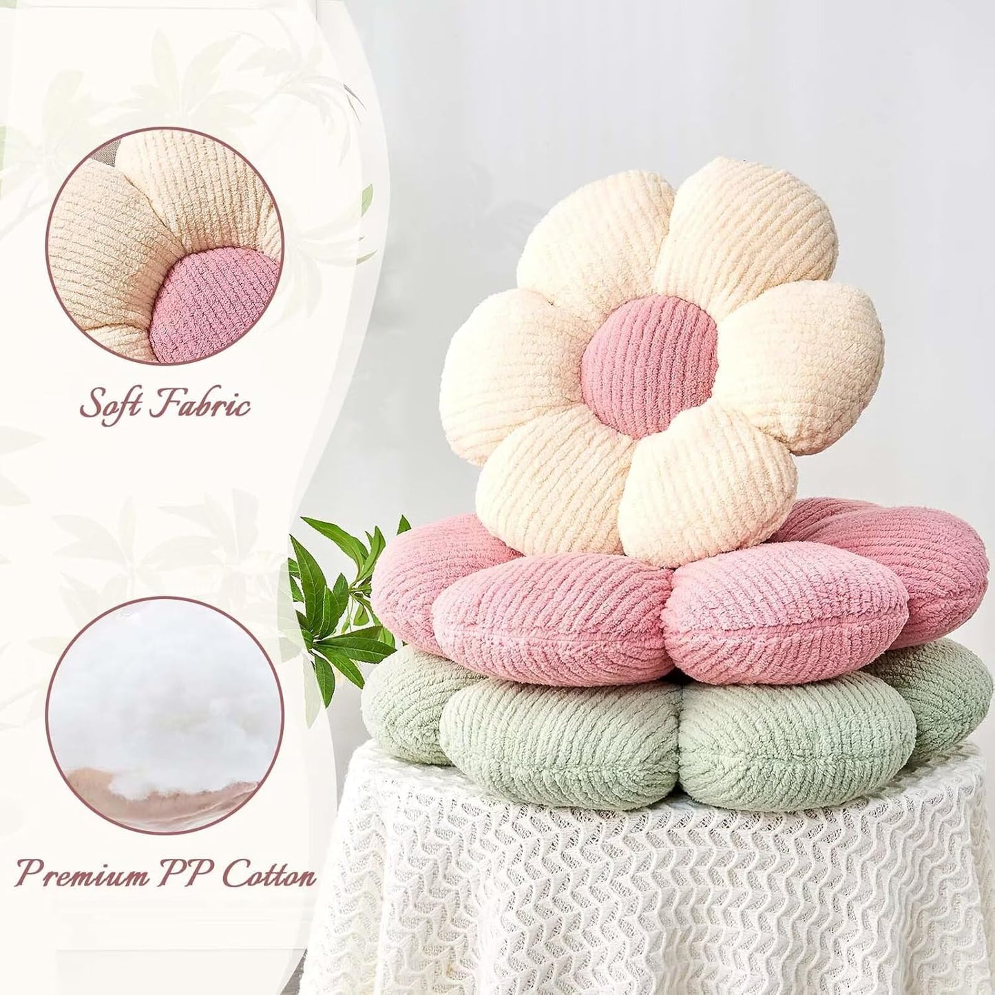 Flower Throw Pillow, Soft Pink 14.9" Shaped Floor Pillow for Home Decor, Cute Aesthetic Plush Decorative Pillows for Bed, Sofa, Couch