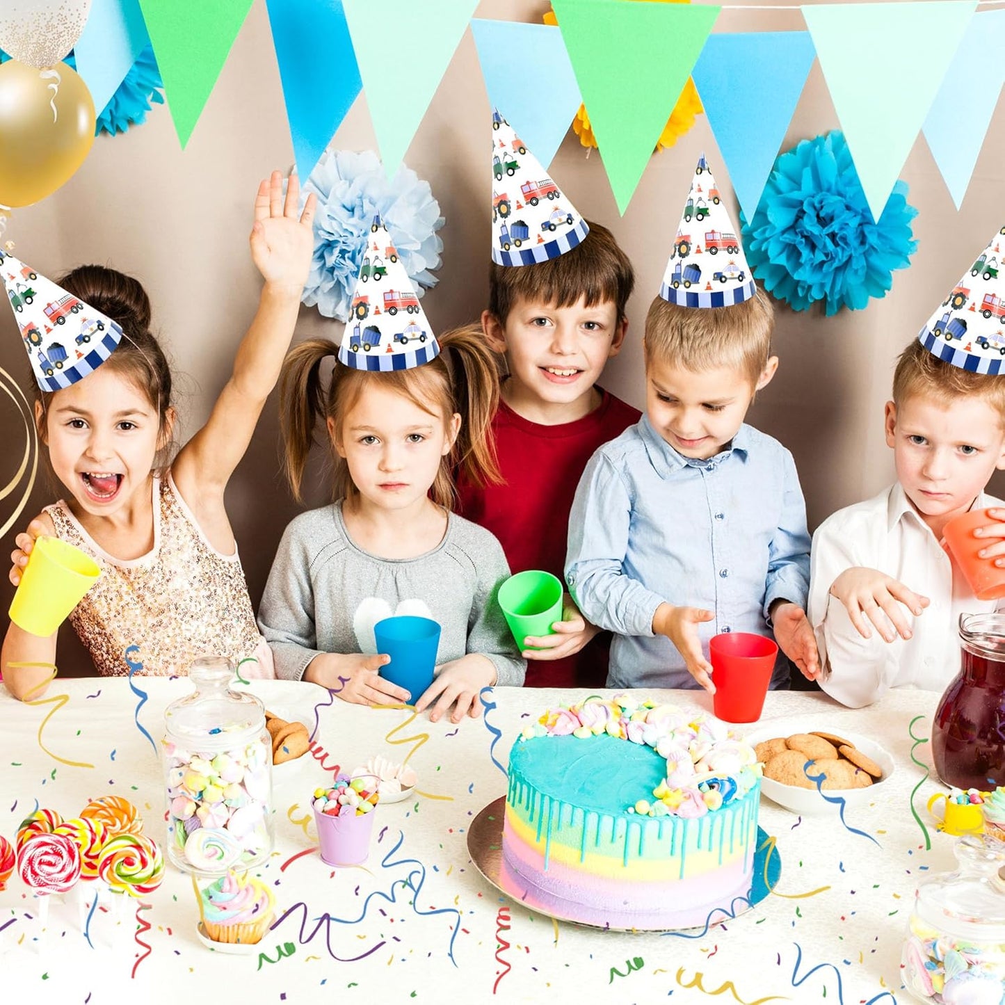 CANREVEL 12 PCS Party Hats for Kids and Adults, Party Headwear, Happy Birthday Hats, Birthday Party Decorations