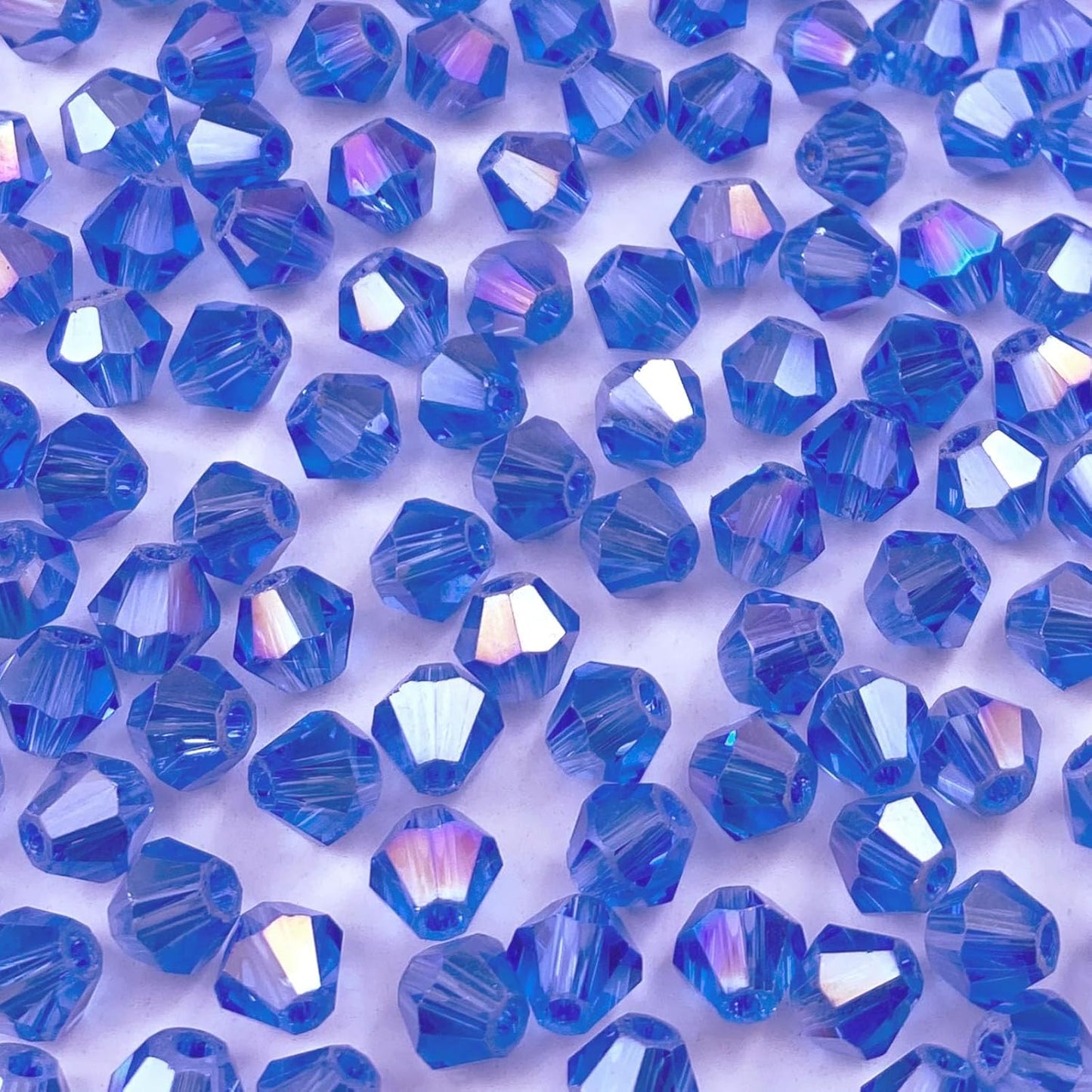 400pcs 4mm Bicone Crystal Glass Beads Loose Spacer Beads Faceted Craft Beads for Jewelry Making DIY Necklace Bracelet Earring Wind Chimes Suncatchers Ornamen(Light Blue AB)