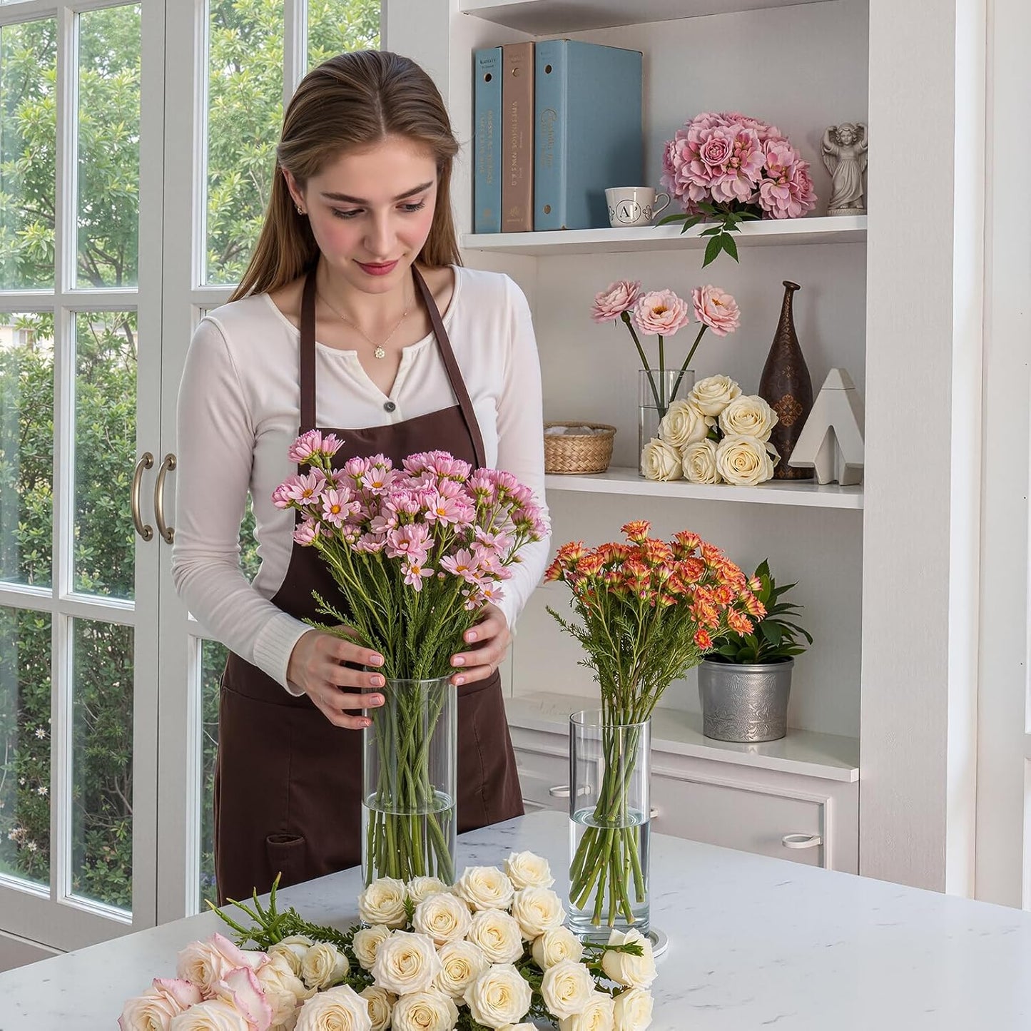 16 Pcs Cylinder Vases Set, 4,6,8,10 Inch Tall Clear Glass Vases for Centerpieces, Modern Floating Candle Holders Vase for Wedding, Table Shelf, Party, Home Decor