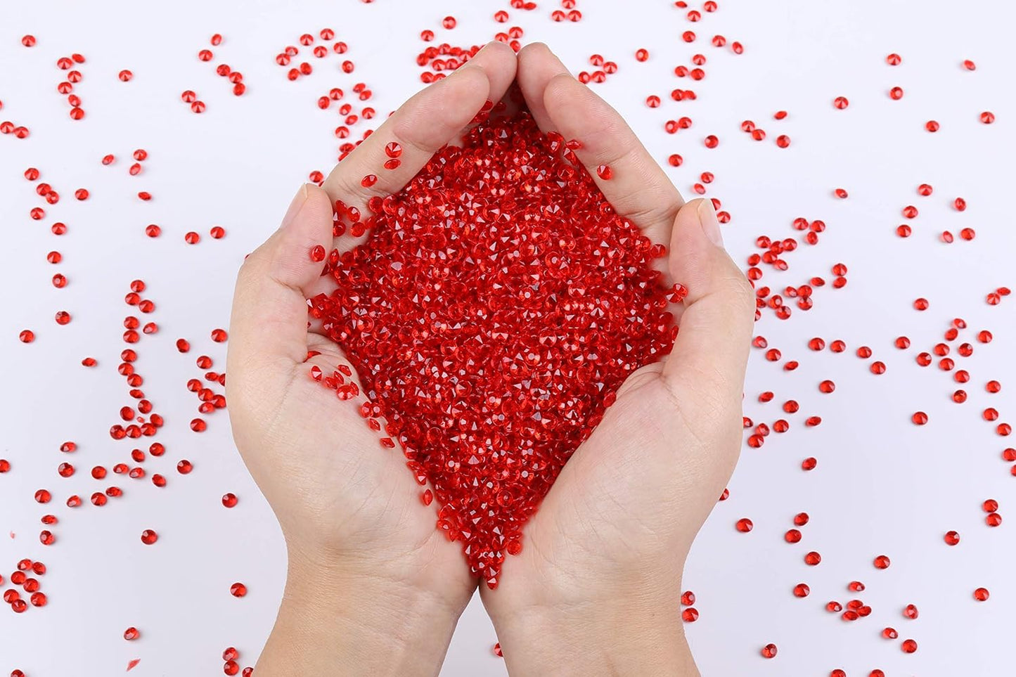 10000 pcs/Pack Wedding Table Scatter Confetti Crystals Acrylic Diamonds Vase Fillers 4.5 mm Rhinestones for Wedding, Bridal Shower, Vase Beads Decorations (Red)