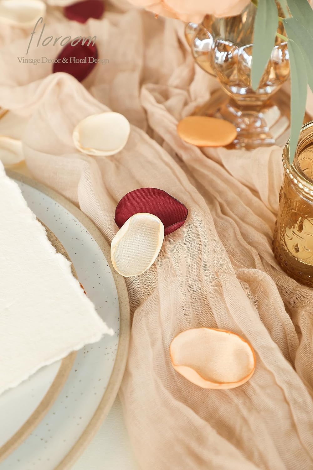 Floroom 300pcs Rose Petals Chic Terracotta Faux Silk Flower Petals Burnt Orange for Wedding Flower Girl Basket Aisle Scatter Table Centerpieces Party Confetti Bridal Shower Romantic Night Decoration