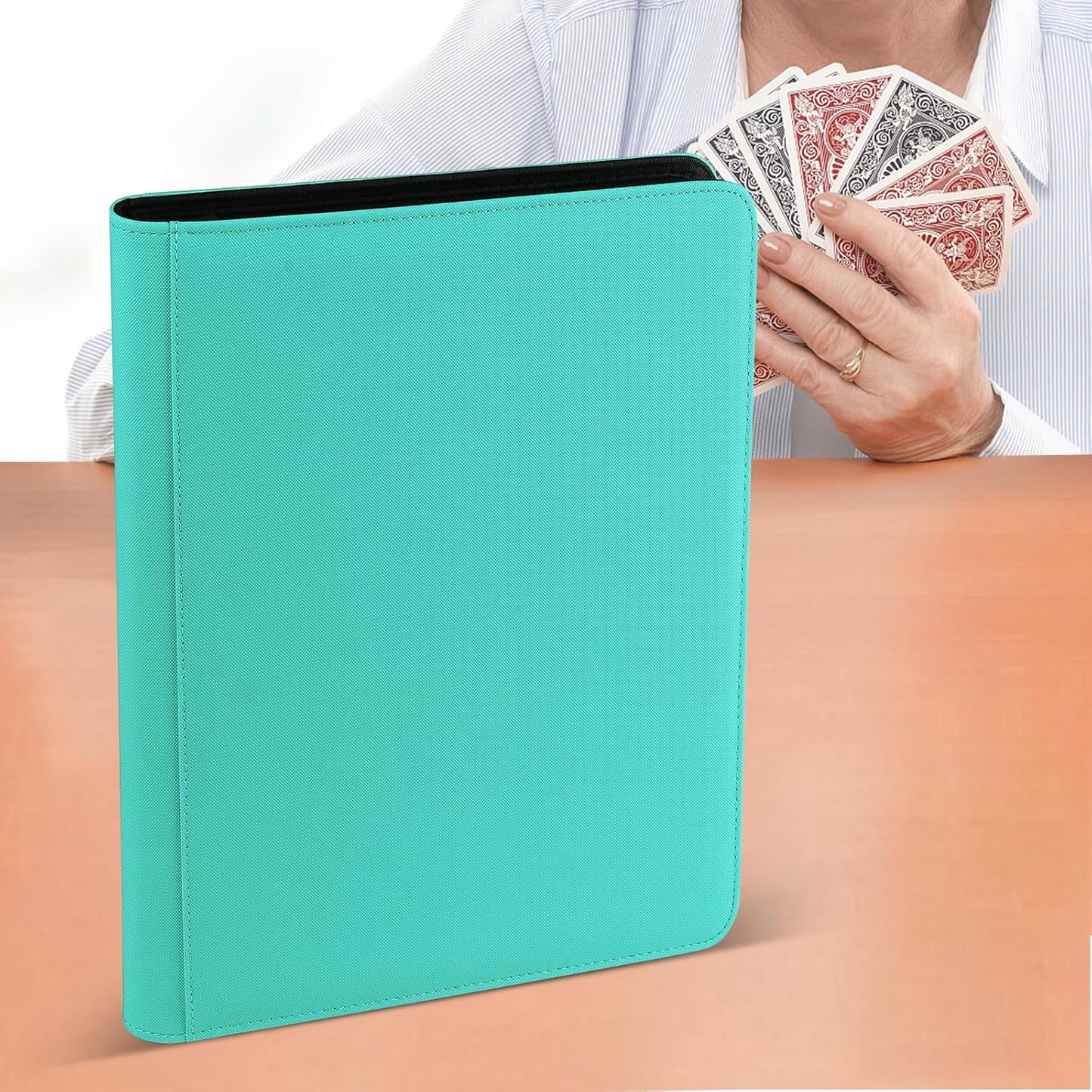 Trading Card Binder 16 Pocket, 1024 Pockets Card Binders, Card Collection Binder, Card Album Folder for MTG, TCG, Sports Cards, Game Cards (Lake Blue)