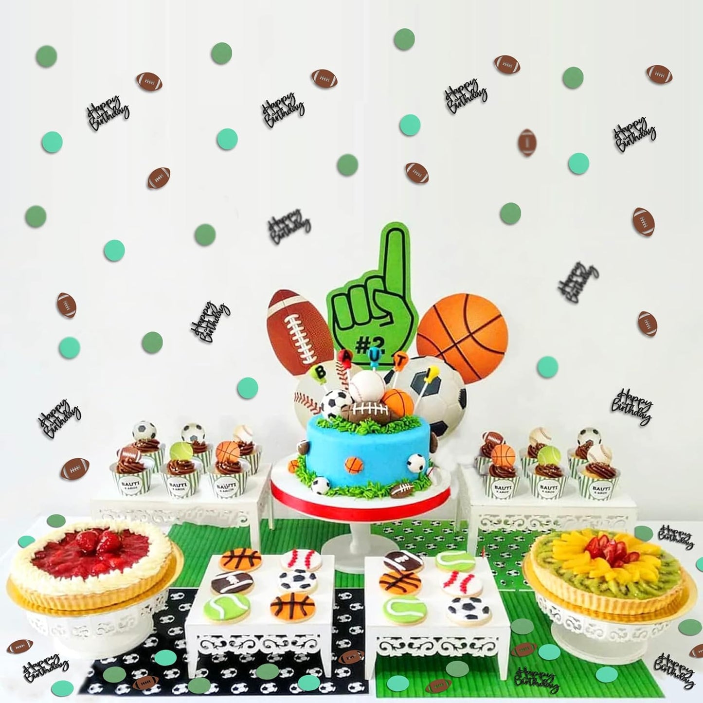 250PC Football Happy Birthday Confetti,Football Birthday Party Decorations,Football Confetti for Baby Boy First Birthday/Men Birthday