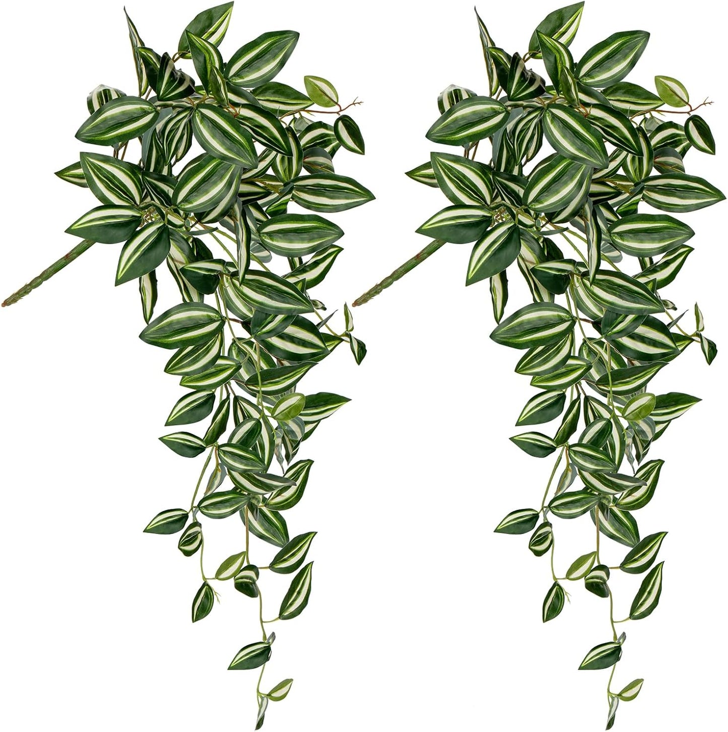 DILATATA Fake Hanging Plants Artificial Hanging Plants 26" Faux Wandering Jew Hanging Leaves Plants for Wall Shelf Home Indoor Outdoor Decor - 2 Pack