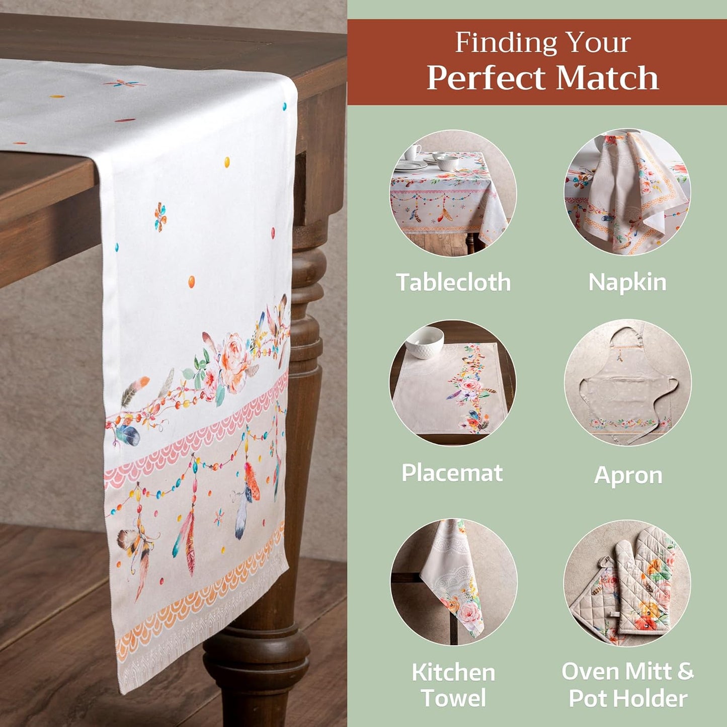 Maison d' Hermine Table Runner 100% Cotton Single Layer Table Runners 72 inches Long Decorative for Home Kitchen Dining Party Wedding Bridal Shower Spring Summer (Ibiza - Beige, 14.50" x 72")