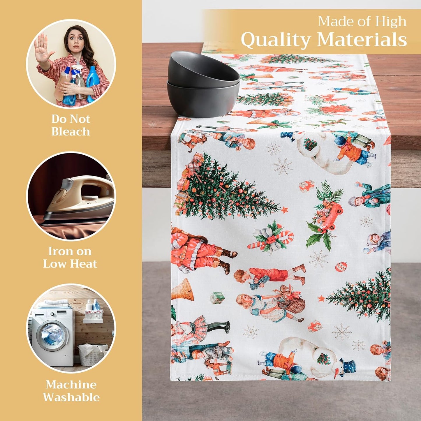 Maison d' Hermine Table Runner 100% Cotton Double Layer Table Runners 72 inches Long for Thanksgiving Christmas Decorations Home Kitchen Dining Party Wedding (Chromo, 14.5" x 72")