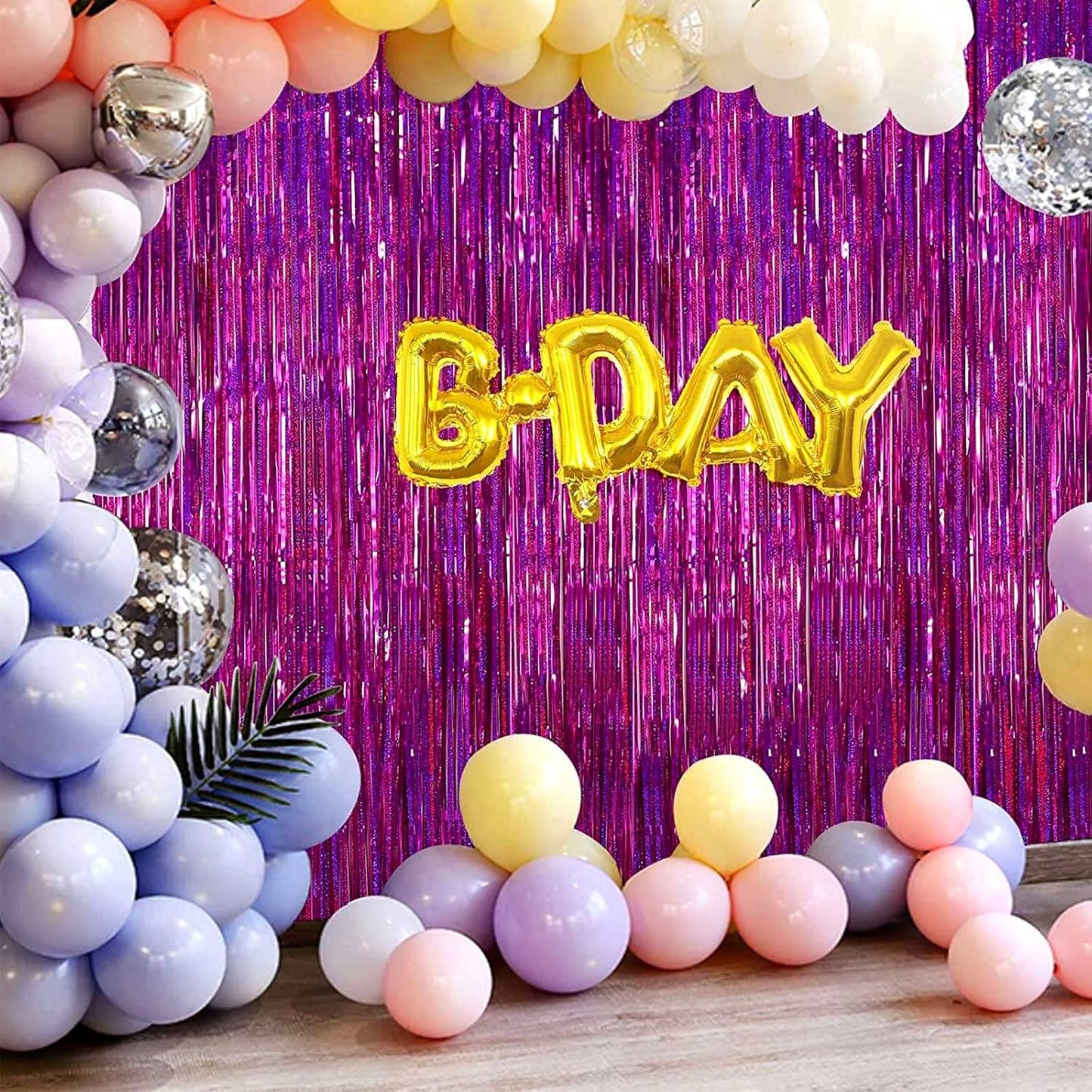 4 Pack Fuchsia Tinsel Foil Fringe Curtain Backdrop, 3.28Ft x 8.2Ft Metallic Streamers for Photo Booth Props Wedding Bridal Shower Bachelorette Birthday Halloween Christmas Party Decoration