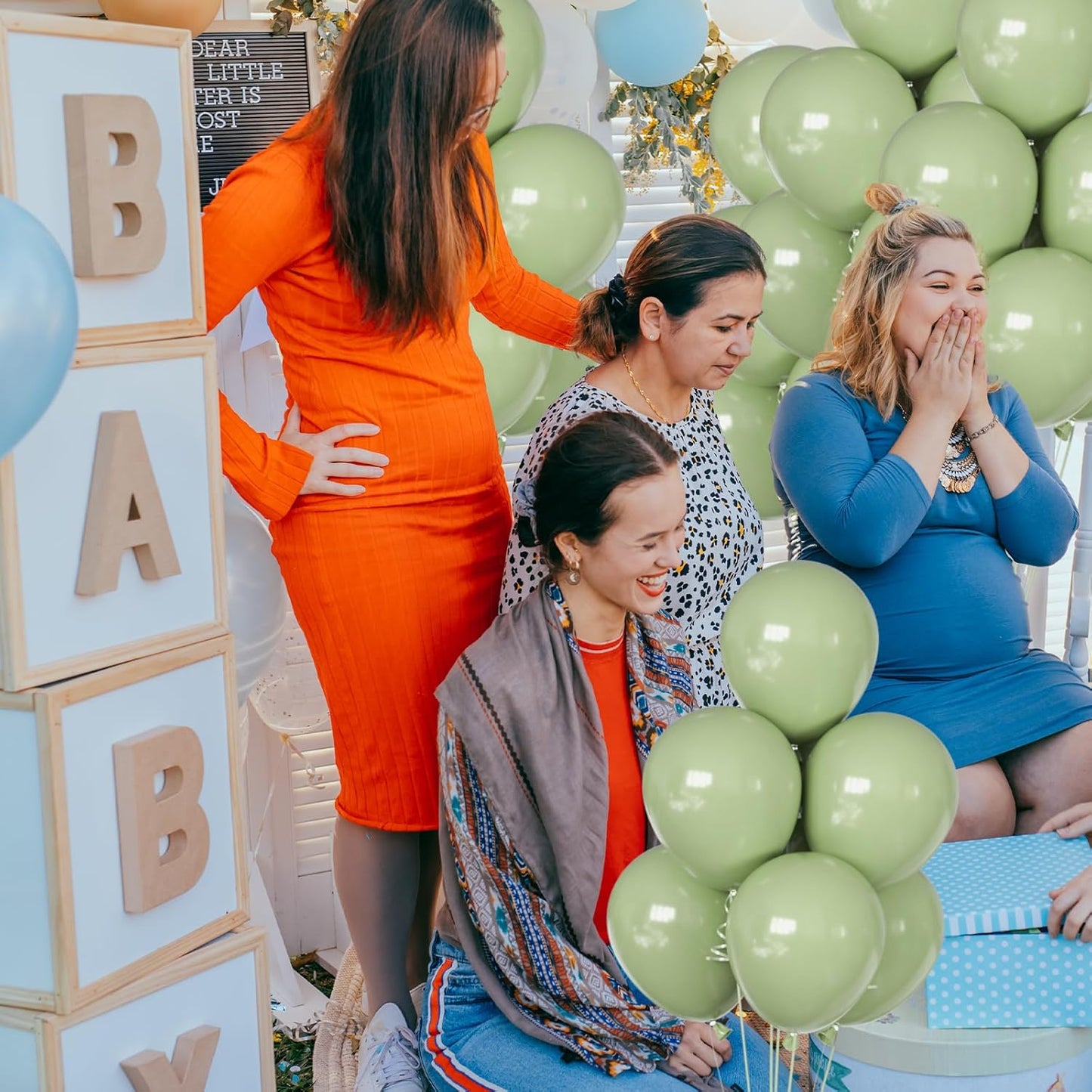 100pcs Sage Green Balloons, 12inch Neutral Olive Green Balloons for BOHO Wedding Birthday Baby Bridal Shower Gender Reveal Party Decoration (with 66ft Ribbon)