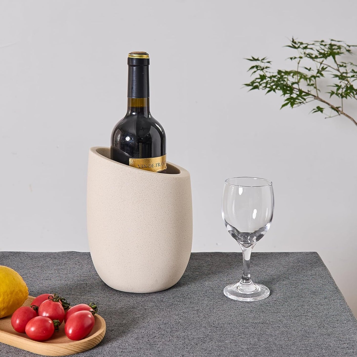 Beige Sand Stone Textures Wine Chiller Bucket – 750ml Resin Cooler for Wine & Champagne Bottles, Party Bar Cart Decor – Keeps Drinks Cold, Unique Gift for Wine Lovers, Housewarming