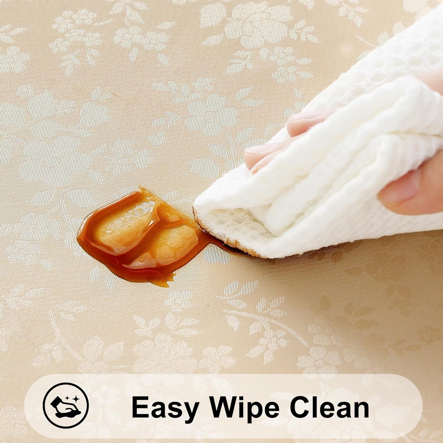 Smiry Rectangle Table Cloth, Waterproof Heavy Duty Vinyl Tablecloths, Wipeable Washable Table Cover for Kitchen and Dining Room (Beige, 60" X 140")