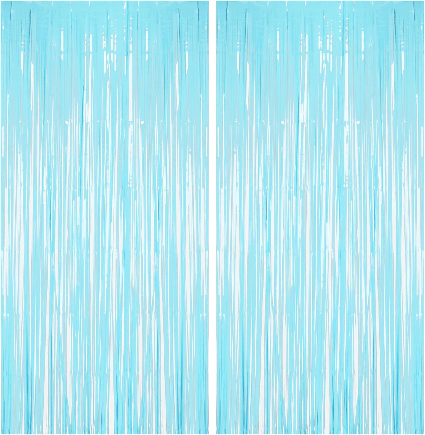 BRAVESHINE Foil Fringe Curtains Party Backdrop - Tinsel Curtain Backdrop Streamers Party Supplies for Halloween/Boo/Baby Boy/Frozen/Under Sea/Shark/Mermaid Birthdays Decorations - 2Pcs Pastel Blue